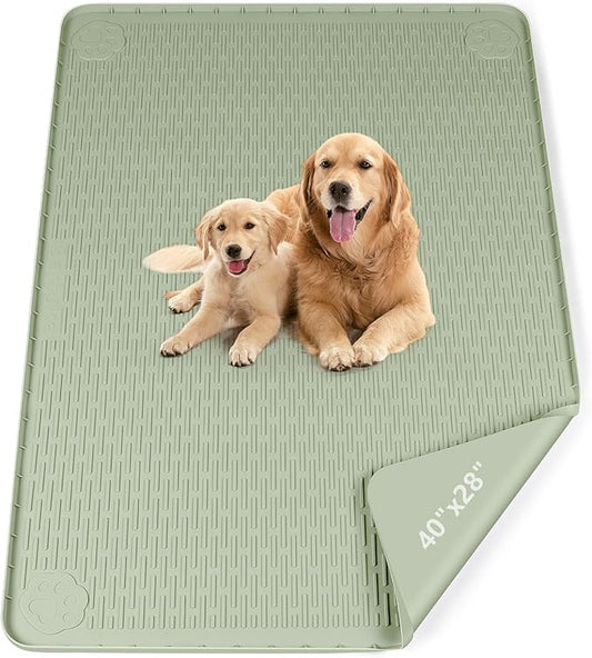 Pee Pads for Dogs, 40" x 28" Extra Large Reusable Dog Silicone Mat for Floor Protector, Washable Non-Slip Dog Training Pads for Potty Training (Green)