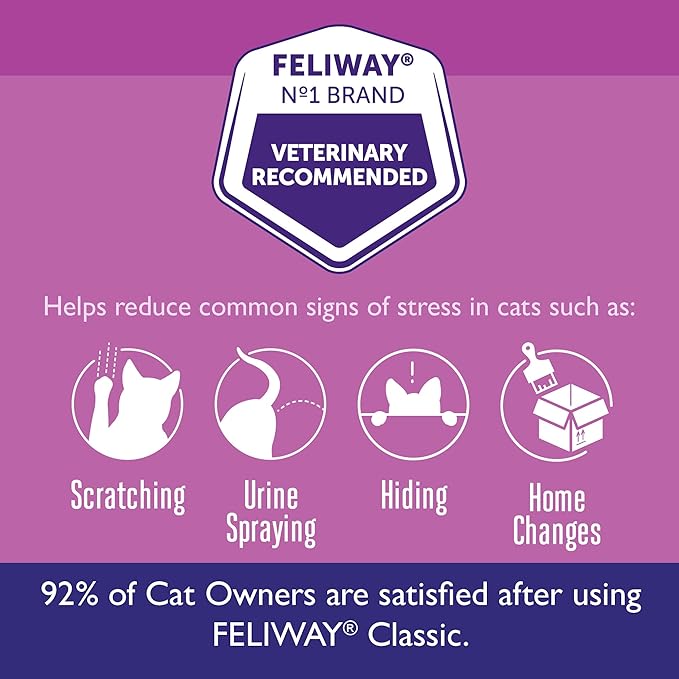 FELIWAY Classic Cat Calming Pheromone Diffuser: 1 Diffuser Kit & 3 Refills