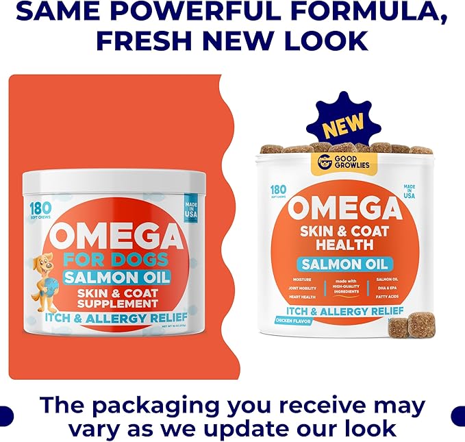 Omega 3 Fish Oil for Dogs Bundle - Skin&Coat Chews - Dry&Itchy Skin Relief + Allergy Support - EPA&DHA Fatty Acids - Natural Salmon Oil Chews Promotes Heart, Hip&Joint Support -360 Chews - Made in USA