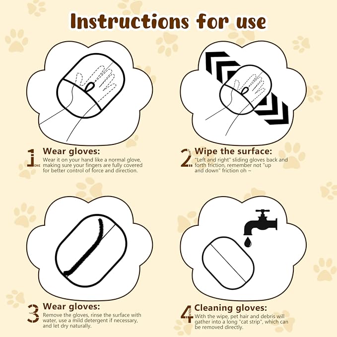 KLIFE 2Pcs Pet Hair Remover Glove for Cats & Dogs, Electrostatic Pet Hair Removal Gloves, Reusable Double Sided Pet Hair Remover for Couch, Furniture, Carpet, Car Seat