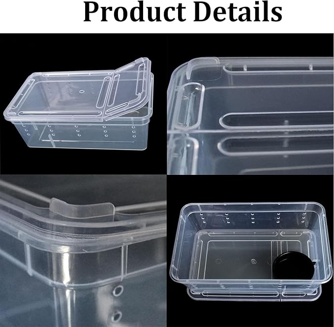 Critter Keeper 2-Pack, Cricket Cage & Reptile Feeding Box 12.59"x8.66"x5.9" Transparent Portable Plastic Snake Habitat Escape-Proof Ventilated Design for Gecko, Tarantula, Scorpion, Spider, Frog