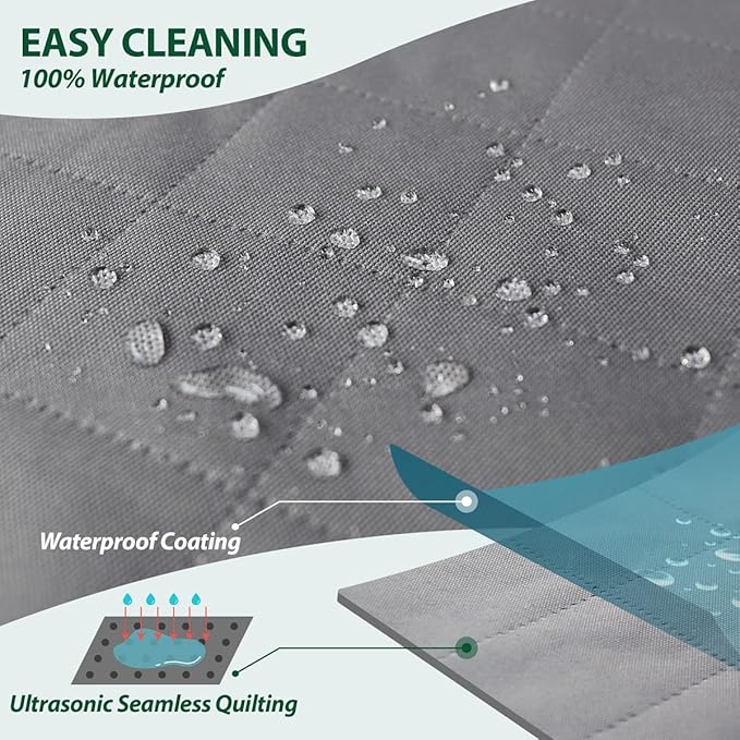 Dog Car Front Seat Cover with Side Flaps & Buckle Straps for Pet, 100% Waterproof 600D Oxford Single Seat Protector Heavy Duty Quilted Scratch Proof, Universal Size for SUV Truck, Grey