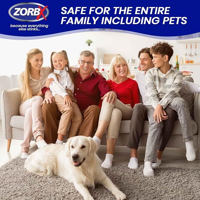 ZORBX Unscented Odor Eliminator for Strong Odor 7.5 Fl Oz, Pack of 4 - Used in Hospitals & Healthcare Facilities - Advanced Formula, Fast-Acting Odor Remover Spray for Dog, Cat, House & Carpet