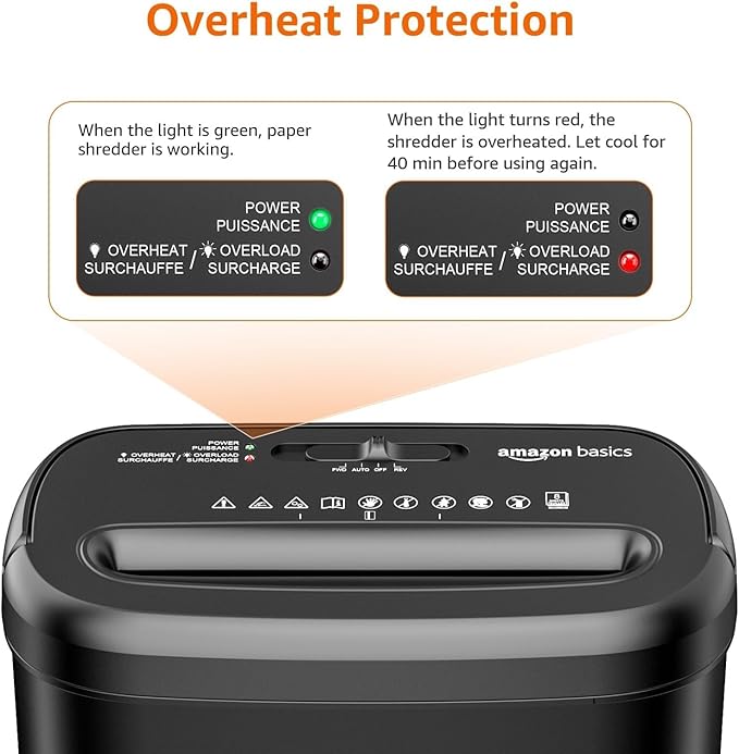 Amazon Basics 8-Sheet Cross Cut Paper Shredder and Credit Card Shredder - Black