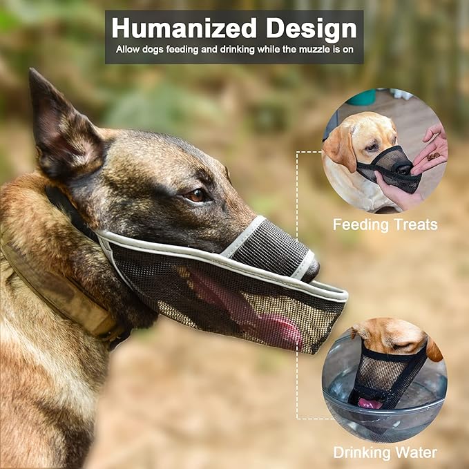 Crazy Felix Nylon Dog Muzzle for Small Medium Large Dogs Dachshund Beagle Poodle Labrador, Air Mesh Breathable and Drinkable Pet Mouth Guard for Anti-Biting Chewing Scavenging (XS, Reflective Trim)