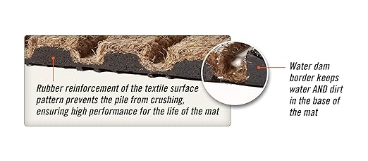 WaterHog Diamond | Commercial-Grade Entrance Mat with Rubber Border – Indoor/Outdoor, Quick Drying, Stain Resistant Door Mat (Medium Brown, 4' x 12')