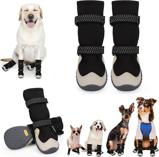 Dog Shoes for Large Small Medium Dogs, Dog Snow Boots Winter, Dog Booties and Paw Protectors to Prevent Licking, Anti-Slip Dog Shoes with Reflective for Hot Pavement,Hardwood Floors, Hiking (Size 2)