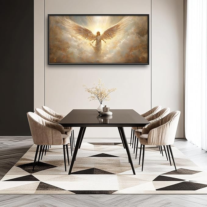 Large Angel Wall Art for Living Room, Framed Oversized Angel Wing Wall Decor Fantasy Sky Clouds Canvas Painting Modern Artwork for Living Room Bathroom Bedroom Office Dining Room 60"x30"