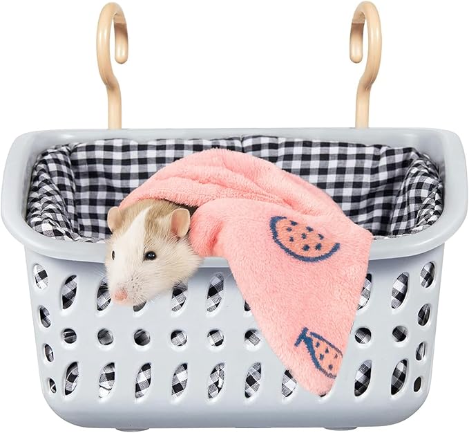 JWShang Rat Hammock for Cage, Chew Proof Hanging Basket Bed with Sturdy Hooks, Pet Cage Accessories, Safe Cozy Small Animal Rodent Hammock for Sugar Glider Mice Snuggling Sleeping