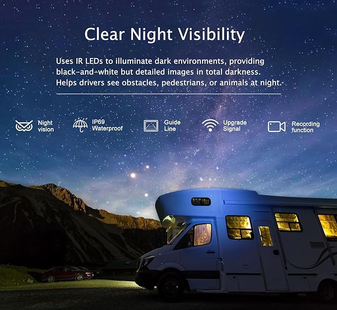 Digital Wireless Backup Camera System Kit,HD 1080P & IP69 Waterproof Wireless Reverse Rear View Camera + 7’’ DVR Split Touch Monitor, Recording for RV/Truck/Trailer/Motorhome-ZEROXCLUB B701