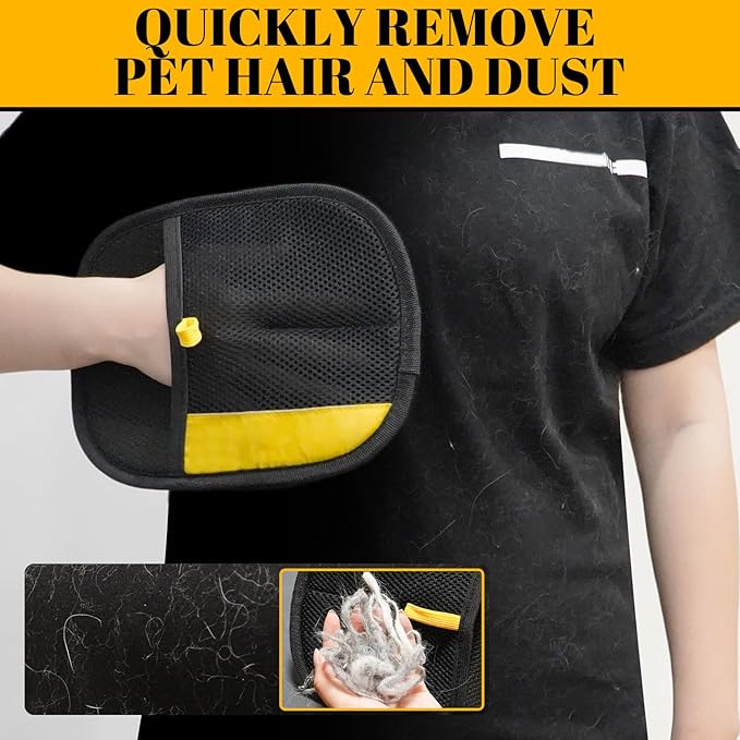 Pet Hair Removal Gloves, Pet Grooming Gloves, Electrostatic Pet Hair Remover Glove for Cats & Dogs, Washable Reusable Pets Hair Remover Tool for Clothing, Furniture, Couch, Car Seat, Curtain (3)