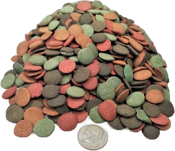 Aquatic Foods Inc. 4-Type Ultra Mix of 1/2" - 12mm Sinking Wafers, Spirulina-Algae, Worm, Shrimp, Intense Color Enhancing Wafers for Plecos, Shrimp, Snails, All Tropical Fish - 1/2-lb