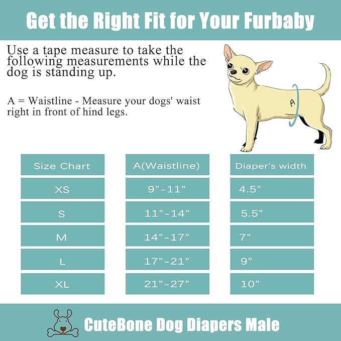 CuteBone Belly Band for Dogs Male Reusable Diapers Washable Wrap DM36S