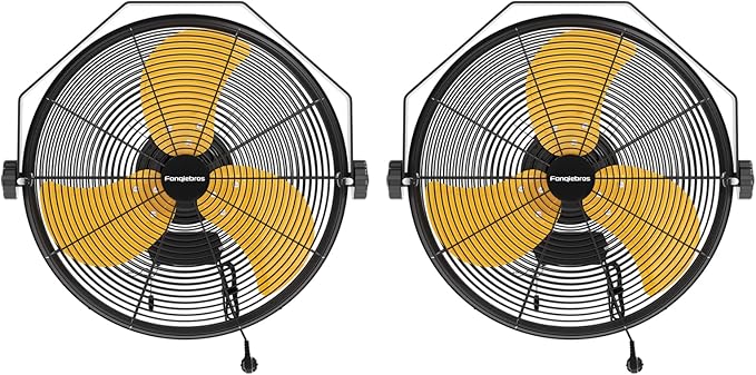 2PCS 2600 CFM 14 inch Outdoor High Velocity Wall Mounted Fan, 3-Speed Metal Fans with IP44 Enclosure Motor, Industrial Grade Weatherproof Wall Fan for Patio, Greenhouse, Garage, and Gazebo