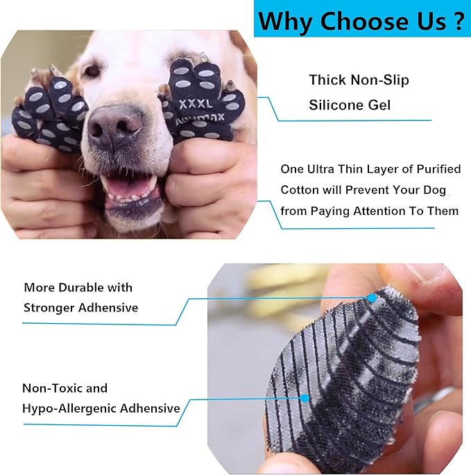 Dog Paw Protector Anti-Slip Pads,Toe Grips for Senior Dogs,Paw Grips Traction Pads for Slippery Hardwood Floors,Essentials for Senior Dogs,12 Sets (48 pcs) XXXL Multicolor