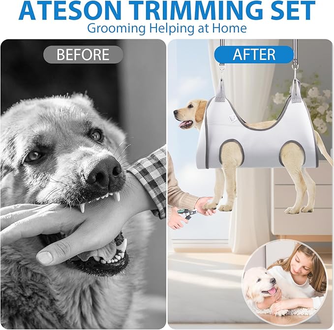 Pet Grooming Hammock Harness for Large Giant Dogs Nail Trimming, Dog Sling for Cutting Nails, Dog Hanging Holder Hanger with Nail Clippers, Nail File, Scissors XXXL
