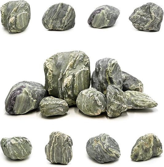 Aquarium Stone Green River Rock 40LB Rocks aquascaping Fish Tank Decor Rocks for Aquariums Fairy Gardens Model Railroads Dioramas Wargaming Mosaic Art（4-10inch / 7PCS）