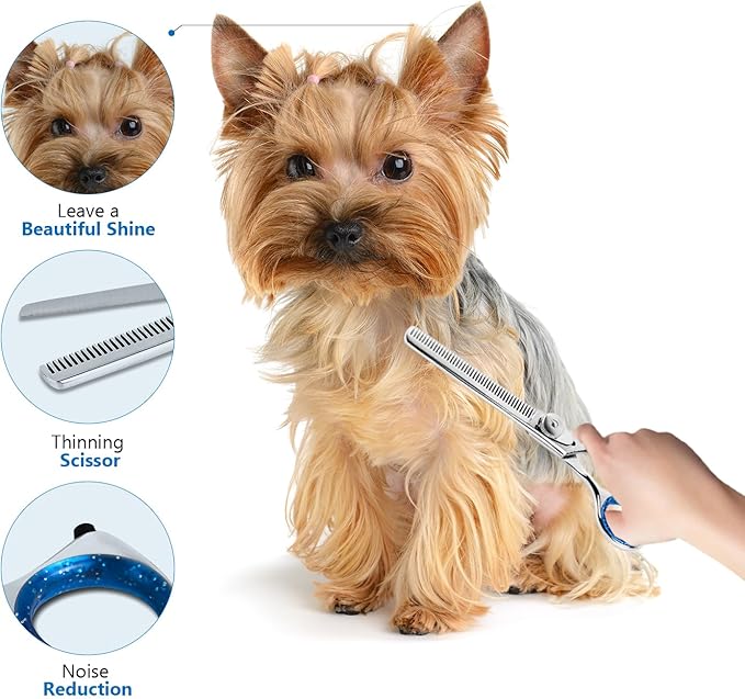 Laazar Pro Shears Thinning Pet Grooming Shear - 6.5 42 Teeth Scissors for dogs cats and pets