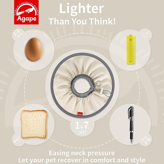 Agape Soft Cat Cone, Comfy Collar to Stop Licking & Scratching, Lightweight Recovery Collar for Cats After Surgery, Adjustable Elizabethan Collar for Neuter Recovery, Waterproof Neck Cones for Cats