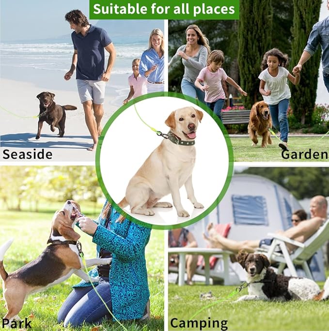 Dog tie Out Cable, 10/20/25/30/50/70/100 feet, Suitable for Dogs up to 350 pounds, Dog Cable with Swivel Buckle, Lightweight, Non-Winding, for Outdoor Camping, Yard Dog Cable (Green, 100FT)