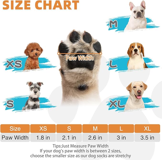 KOOLTAIL Dog Socks for Hot Pavement, Summer Breathable Dog Socks to Prevent Licking Paws, Non Slip Pet Boots&Paw Protectors for Hardwood Floor,Grippy Shoes for Small Medium Large Senior Dogs,Orange S