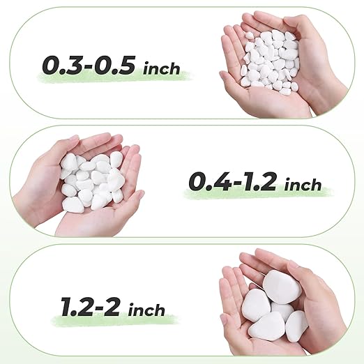 SIDONG 5 LB White River Rocks, 0.4-1.2 Inches Matte Pebbles for Indoor Plants, Aquarium Rocks Used in Fish Tank, Decorative Stones for Plants, Vases, Home Décor, Crafting, Garden Landscaping