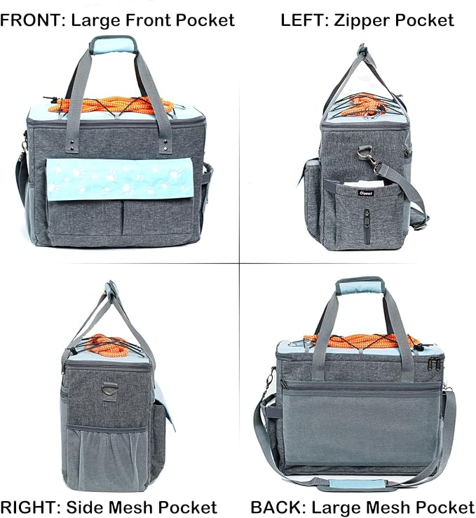 Dog Travel Bag, Airline Approved Dogs Bags for Traveling, 2 Dog 's Food Travel Container and Collapsible Bowls, Weekend Pet Travel Bags (X-Large)