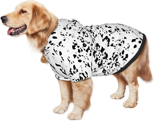 Dalmatian Hoodie, Cute Halloween Cosplay Winter Costume With Pocket, Dalmatians Print Clothes for Medium Large Dogs XXX-Large