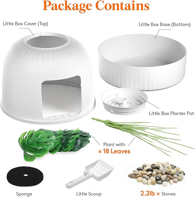 Lifewit Litter Box Cat with Faux Plant & Scoop, Hidden Enclosure Litter Tray with Odor Control & Carbon Filter in Living Room, Bedroom, Corner, White