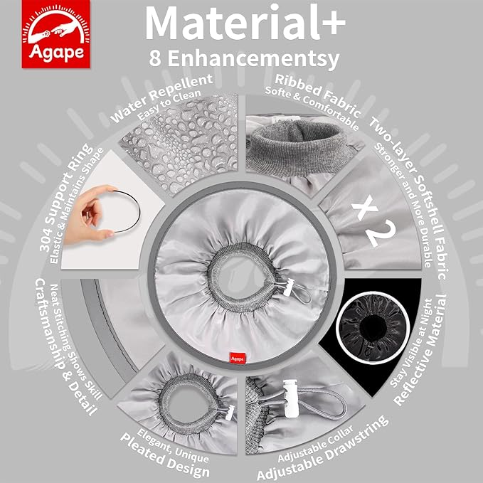 Agape Comfortable Cat Cone, Lightweight Cat Cone Collar Soft, Recovery Collar for Cats After Surgery to Stop Licking & Scratching, Protective E Collar for Small, Medium, and Large Cats for Wound Care