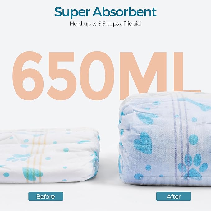 Male Dog Wrap, Disposable Dog Diapers, 40 Count, M (Waist 19.7”-23.6”), Wetness Indicator, Ultra Protection, Leak Proof, Super Absorbent, Soft