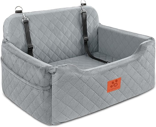 Dog Car Seat for Medium/Large Dogs, Dog Booster Seat for Pet Under 50lbs or 2 Small, Detachable and Washable Pet Car Seat,Multi-Functional Pet Travel Bed for Backseat(Grey)