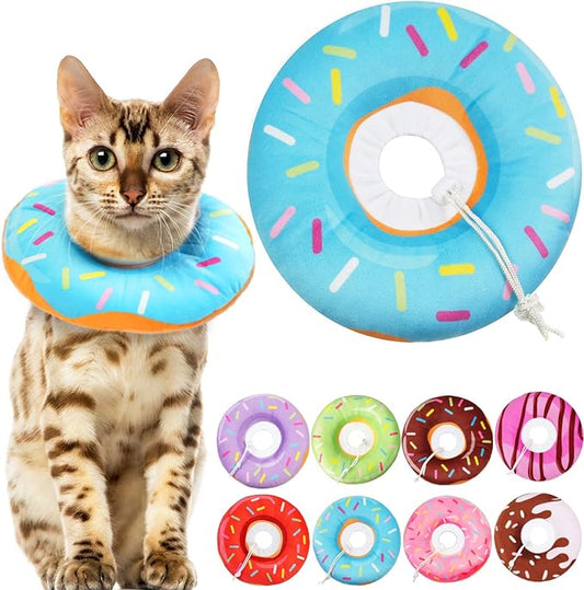 Cat Cone Collar Soft, Cat Recovery Collar for Wound Healing Cute Cat Adjustable Cat Cones to Stop Licking Comfortable Lightweight Neck Elizabethan Collars for Cats