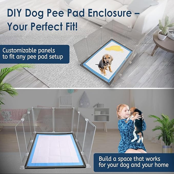 TidyFriend Litter Box Splash Guard 32 x 24 Inches, Dog Litter Box Shield Guard, Easy to Clean Indoor Dog Fence (White Fence Only)