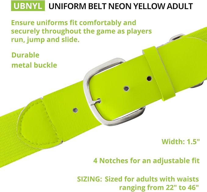 Champion Sports Baseball/Softball Uniform Belt, Comfort Stretch Fit Durable Syntex Tab - Youth & Adult Sizes, Multiple Colors