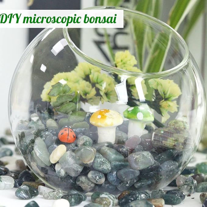 Aquatic Agate Aquarium Gravel Rocks Natural Tumbled Healing Crystal Chips Bulk Gemstones Crushed Stones for Fountain Vase Filler Planters Decorative Fish Tank Potted Reiki Energy Balancing 0.45lb