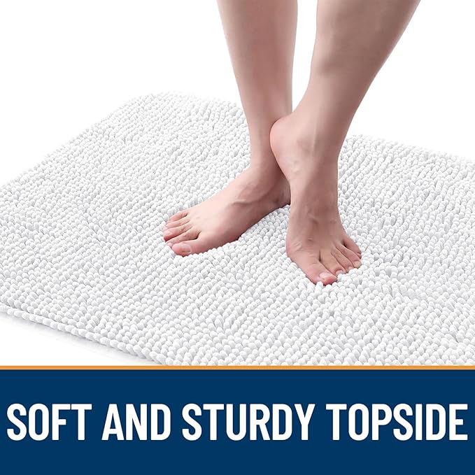 OLANLY Dog Door Mat for Muddy Paws 24x16, Absorbs Moisture and Dirt, Absorbent Non-Slip Washable Doormat, Quick Dry Chenille Mud Mat for Dogs, Entry Indoor Entryway Carpet for Inside Floor, White