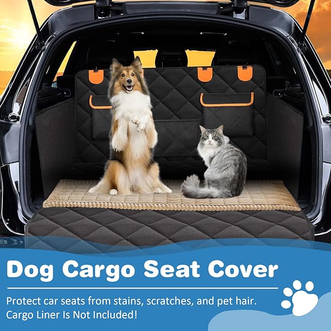 VClife Dog Bed Mat for Car, Anti Slip Pet Bed Travel Pad Comfortable Furry Dog Car Seat Cover for Backseat Extender, Washable Pet Cushion Bed Mat for Indoors & Outdoors (Brown, 59"×27.6")