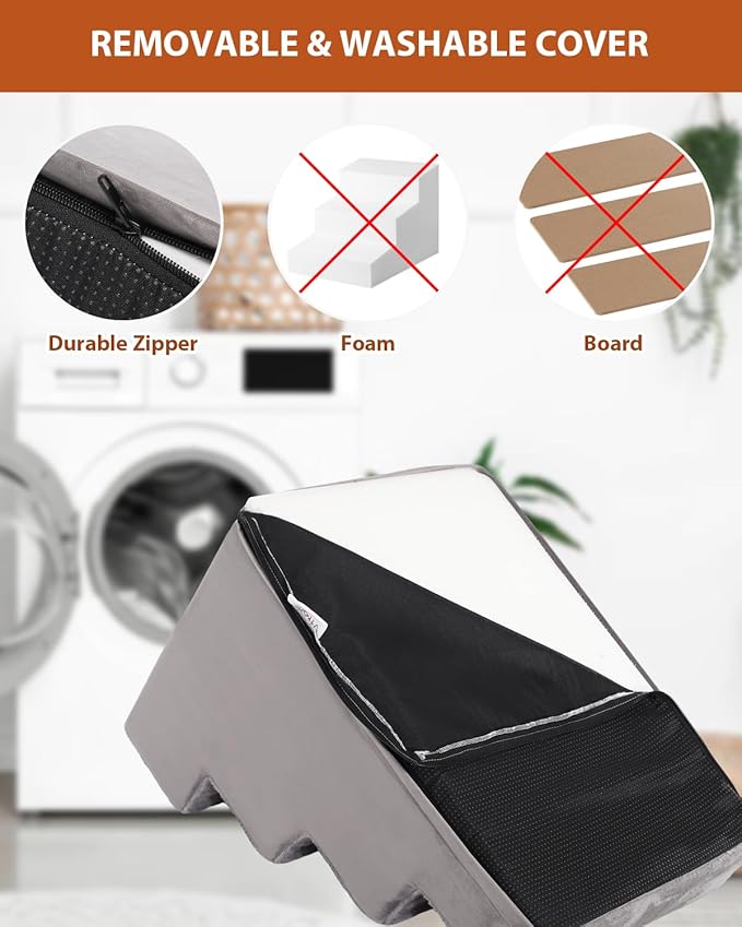 Dog Stairs for Small Dogs,13" 3-Step Pet Stairs for Couches，Dog Steps with Non-Slip Bottom and Removable Cover Indoor Outdoor,Grey