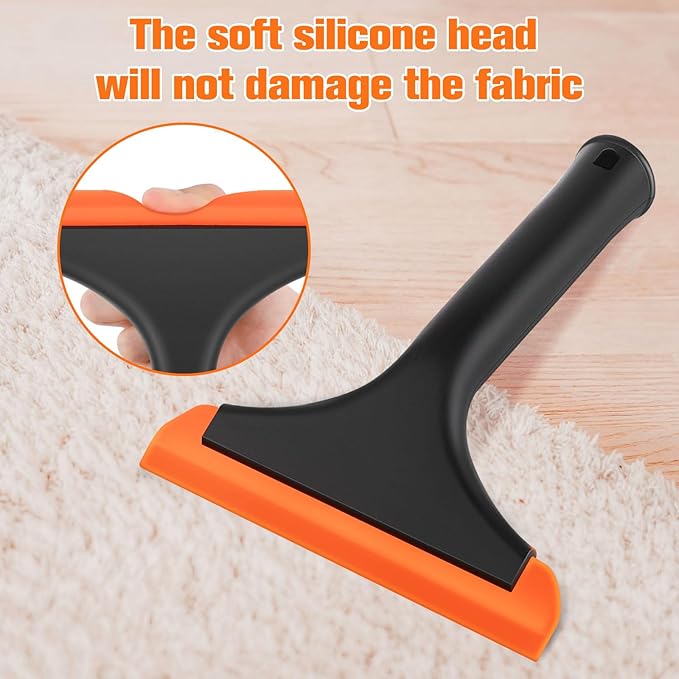 Silicone Pet Hair Removal,Pet Hair Rubber Carpet Rake Cat Dog Hair Remover with 8in Long Handle Pet Hair Remover for Furniture Couch Carpet