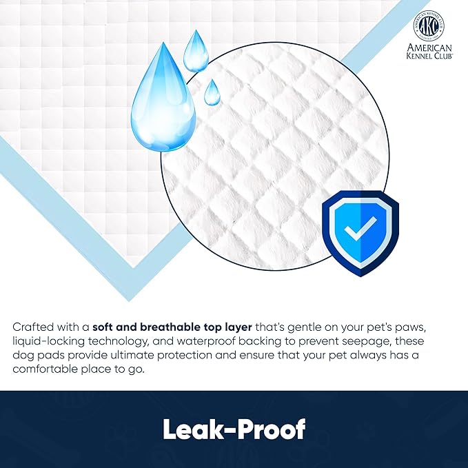 American Kennel Club Puppy Training Pads with Ultra Absorbent Quick Dry Gel – 28 x 30 Pee Pads for Dogs - 50 Count , XL(Unscented)