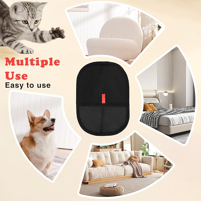 Pet Hair Removal Glove, 2 Pcs New Upgrade Electrostatic Gloves Pet Hair, Remover Grooming Glove for Cat & Dog Hair Remover for Couch, Furniture, Curtain