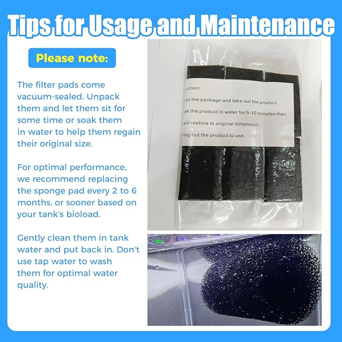 AQUANEAT 6-Pack Pre-Filter Sponge for Aquarium Shrimp Fry Fish Tank Filter 0.6” Intake, Replacement Foam Cover