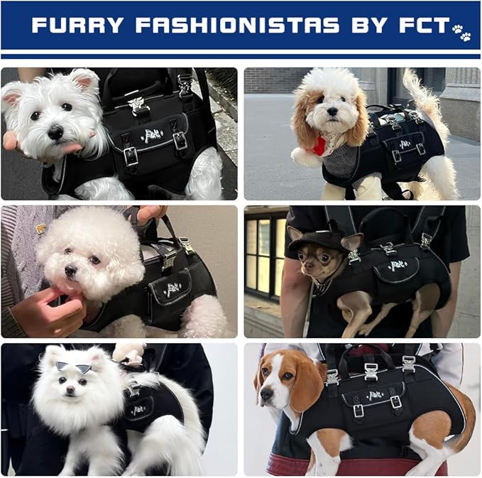 Dog Backpack Carrier - Spine-Friendly for Small Dogs (4-8 lbs), Horizontal Design Dog Carrier with Adjustable Back Straps,Legs-Out Comfort for Travel/Hiking/Cycling (Black, Size S)