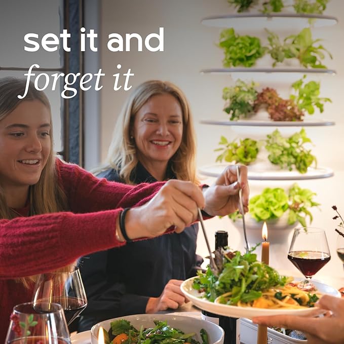 Farmstand Starter Kit with Glow Rings and 12 Seedling Credits | Tiny Hydroponic Growing System Kit | Vertical Garden Planter Tower | 3ft 8in Tall