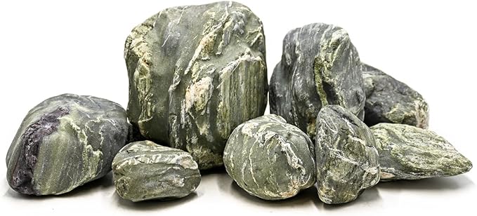 Aquarium Stone Green River Rock 40LB Rocks aquascaping Fish Tank Decor Rocks for Aquariums Fairy Gardens Model Railroads Dioramas Wargaming Mosaic Art（4-10inch / 7PCS）