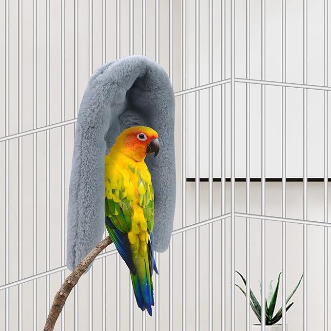Cozy Bird Blanket Parrot Cage Snuggle Hut Warm Bird Nest House Bed Hanging Hammock for Parakeet Cockatiel Conure African Grey (Medium, Grey)