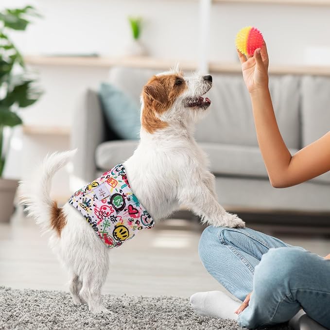 CuteBone Dog Diapers Male Washable Belly Band for Male Dogs Wraps Black 3pcs a Pack DM54M