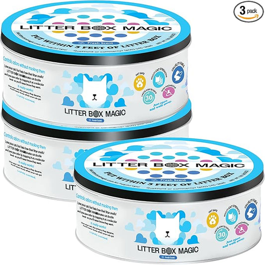 Cat Deodorizer Jar (16 Oz, Pack of 3) Fresh Scent - Air Freshener for Pet Smells from Litter Box - Odor Removing Litterbox Gel In A Jar - Odor Eliminator to Freshen Air