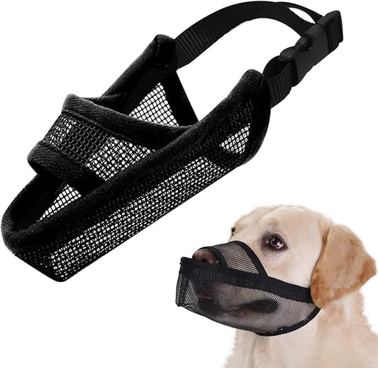 Crazy Felix Nylon Dog Muzzle for Small Medium Large Dogs Poodle Labrador Golden Retriever Doberman, Air Mesh Breathable and Drinkable Pet Muzzle for Anti-Biting Chewing Scavenging(Black,L)